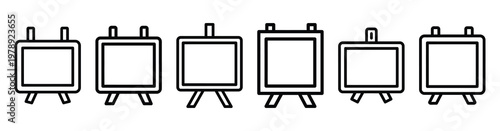 artboard canvas icon set outline style. Business line art icon collection.
