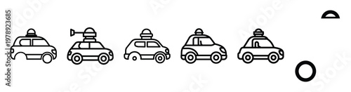 autonomous vehicle icon set outline style. Business line art icon collection.