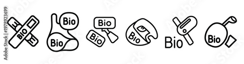 bio technology icon set outline style. Business line art icon collection.