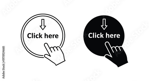 Two button designs with hand pointer one light and one dark silhouette