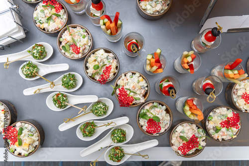 Wallpaper Mural Top-down view of various gourmet appetizers Torontodigital.ca