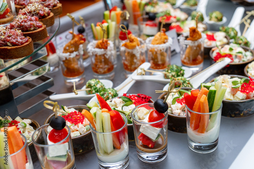 Wallpaper Mural Gourmet catering appetizers with vegetable shots Torontodigital.ca