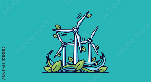Wind Turbines Renewable Energy Production System.