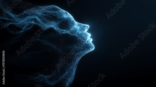 Abstract Blue Human Face Profile