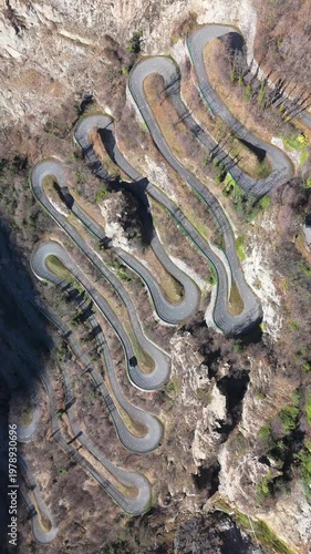 Aerial drone footage of the winding Lacets de Montvernier in France