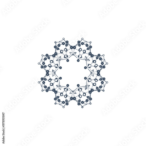 Molecular structure illustration in blue tones.