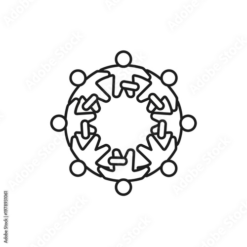 People joining hands in a circle.