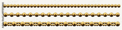 Realistic set of gold beads for decoration