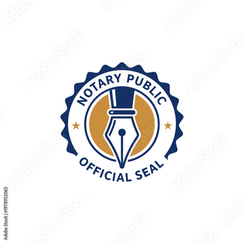 Notary public official seal logo template.