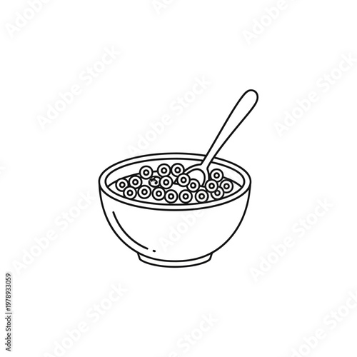 A bowl of cereal with a spoon.
