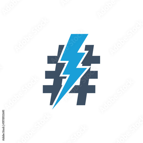 A blue lightning bolt icon on a background of hash symbols.