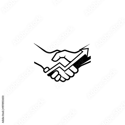 Handshake with arrow pointing upwards.