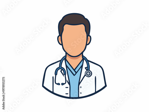 Vector illustration of a male doctor avatar with a stethoscope on a white background