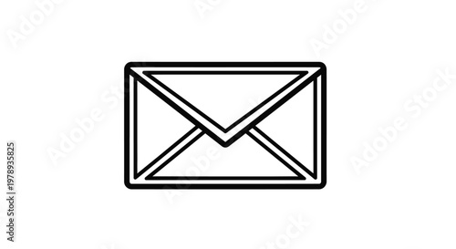 A simple black and white line drawing depicts an unopened envelope conveying communication and messaging