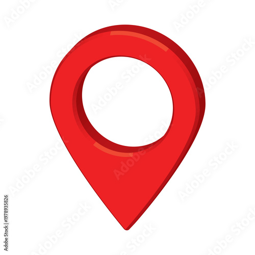 Red 3D Map Pin Icon Location Pointer Vector Illustration for GPS Navigation Travel Destination Marker Isolated on White Background Glossy Isometric Local Business Place Map Sign Symbol App UI Design.