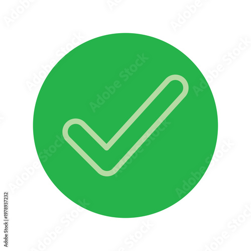 Green Checkmark Icon Vector Graphic Inside Circle Button for UI UX Design Approved Success Verified Correct Sign Symbol Validation Checklist Completed Task Isolated on White Background Minimalist