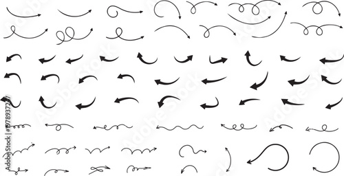 Arrows Collection: A collection of various arrows, showcasing diverse shapes and directions, ideal for design elements and visual guidance.png