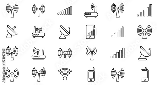 A collection of wireless communication icons.