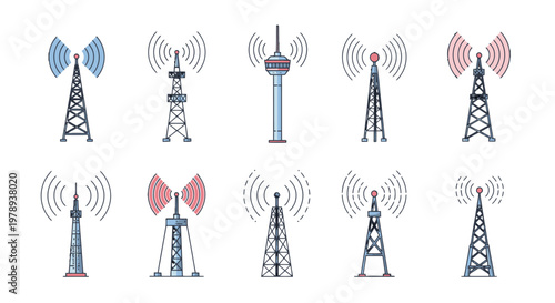 A collection of various cell towers.