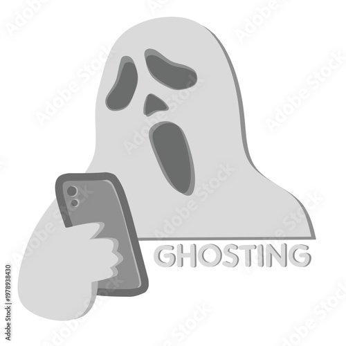 GHOSTING caricatura gris.