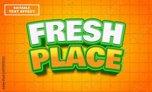 Fresh place text, editable text effect 3d bold summer typeface