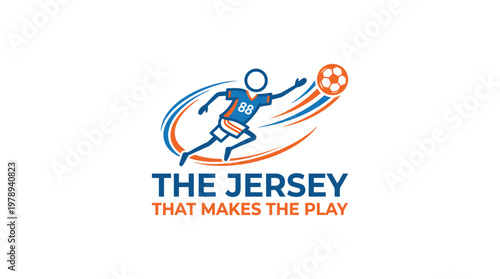 Soccer Jersey Logo with Athlete and Ball