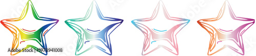 set of star icons in sketch style in LGBT minority colors, for backgrounds, social networks or stickers for pride month