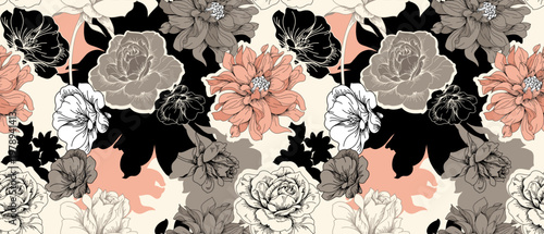 Seamless flowers pattern in vector. Abstract flower pattern design.