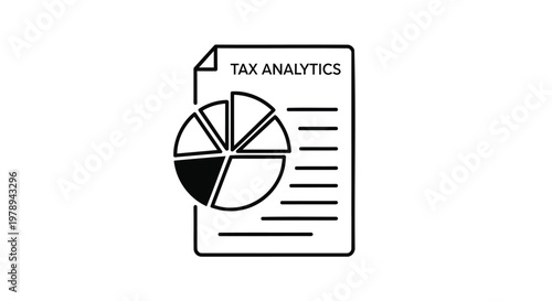 Tax analytics icon tax day  with pie chart and document, financial data report vector, accounting business analysis symbol on white background