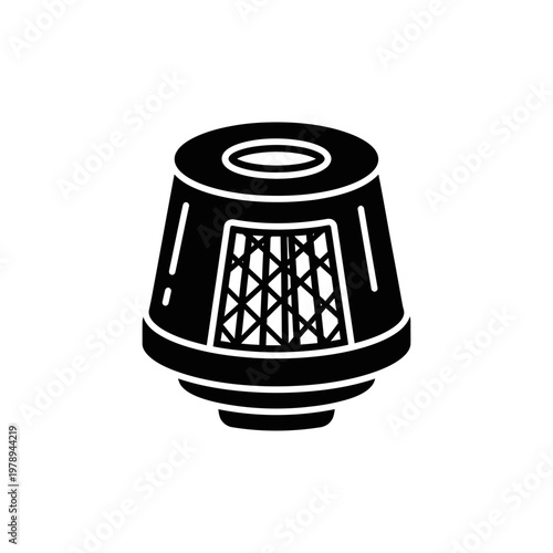 Black and white thimble with grid.