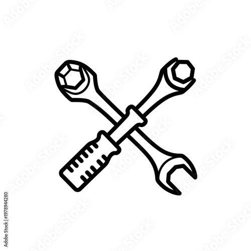 Crossed Wrench and Screwdriver Tools.