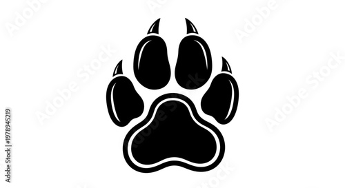 Black paw print symbol representing animal track on white background.