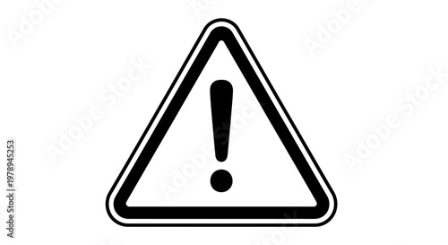 Black and white triangular warning sign with exclamation mark.