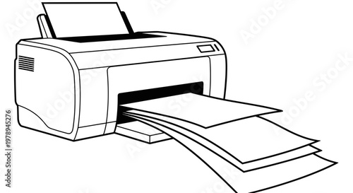 Modern Office Printer Printing Documents with Paper Output.