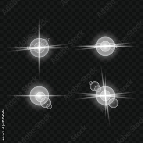 Lens Flare Light Effect Set, Glowing Sparkle Overlay Collection