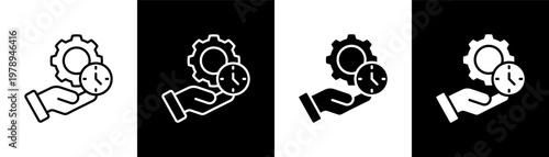 Time Management Icon Of Line Black And White Style Vector Illustrationn