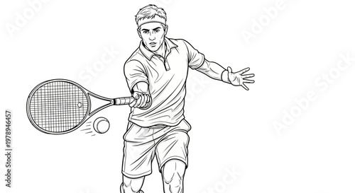 Tennis Player Swinging Racket in Dynamic Action Shot.