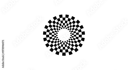 Schilderij op canvas Optical illusion of a checkered pattern in a circular design.