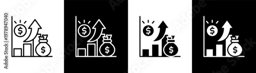Profit Chart Icon Of Line Black And White Style Vector Illustrationn