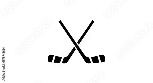 Crossed Hockey Sticks Icon Silhouette on White Background