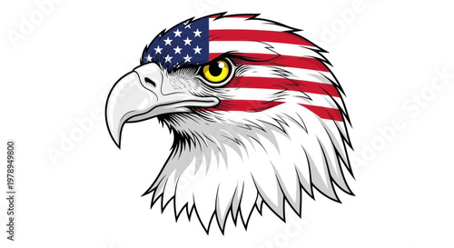 American Eagle Head with US Flag Overlay, Symbol of Freedom and Patriotism