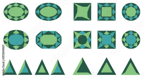 Assorted Gemstone Cuts Collection - Green and Teal Faceted Gems