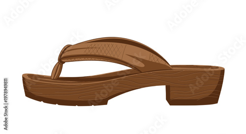 Brown Wooden Platform Flip Flop Sandal