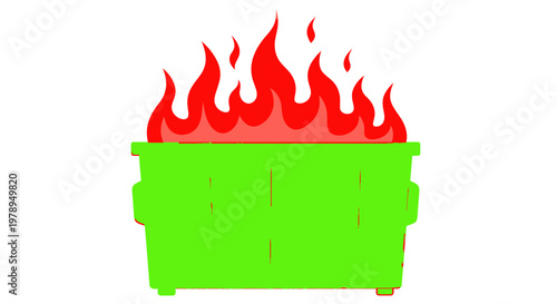 Burning Green Dumpster Fire - Metaphor for Chaos and Disaster