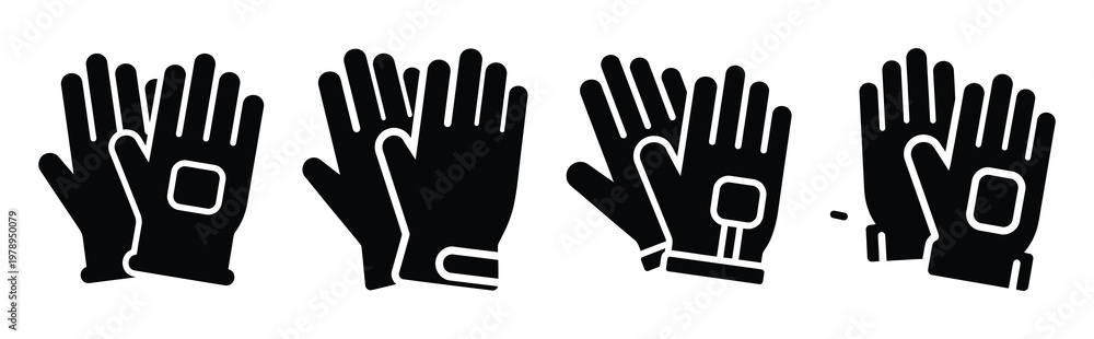 Obraz premium gloves silhouette simple icon set, black color and white background