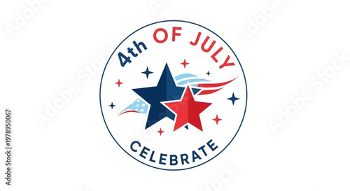 4th of July Celebrate with Stars and Stripes Design.