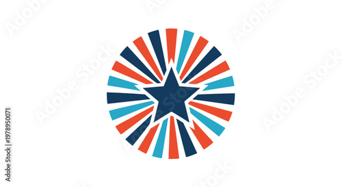 Abstract Starburst Logo Design with Vibrant Radial Rays.