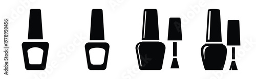 nail polish silhouette icon set, black color and white background