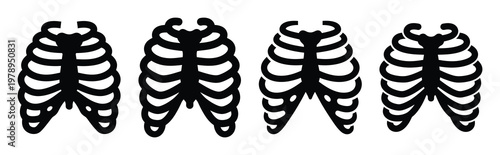rib cage silhouette icon set, black color and white background