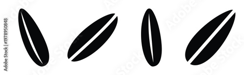 rice silhouette simple icon set, black color and white background